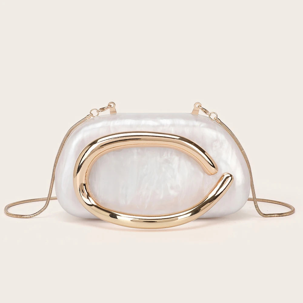 Fashion Handbag Gold Color Luxury Evening Banquet Clutch Purse mbzr