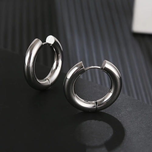 1 pair of punk style circular ring earrings L stainless steel large-sized exaggerated ear bones, ear screens, and earrings for both men and women
