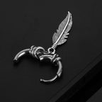 2pc korean Fashion Cross Feather Stud Earrings Punk Rock Style For Women Men High Quality Stainless Steel Hiphop Ear Jewelry