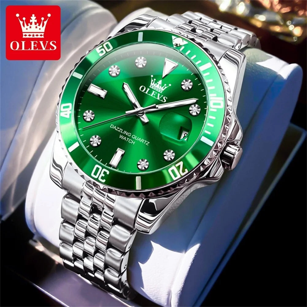 OLEVS 9809 Men's Watch Original Waterproof Automatic Date Rotation Ring Luxury Brand Diving Quartz Men's Watch Reloios Masculino mbzr