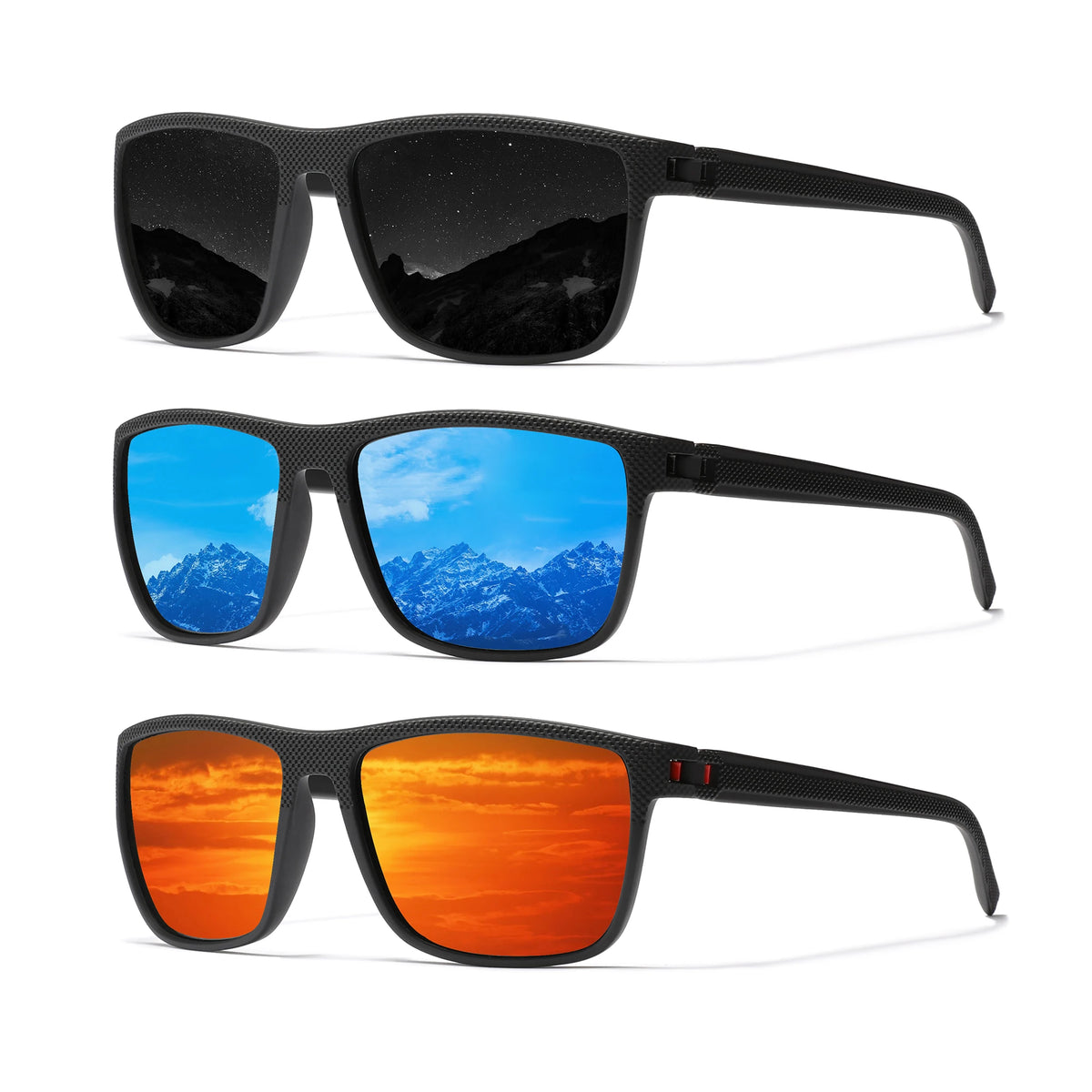 KINGSEVEN 3pcs Sunglasses For Men luxury Polarization High Quality TR90 UV400 Eyewear Eye Protection Glasses