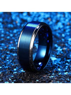 Men's Stainless Steel Ring With Blue Body And Silver Edge Brushed Surface Suitable For Daily Outings Commute Matching Dating
