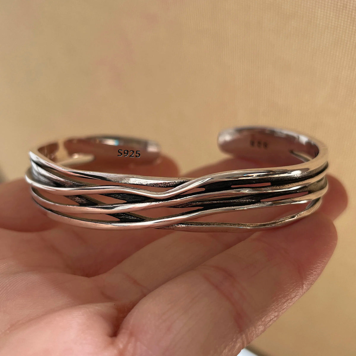 Chain and Link Bracelets Vintage Handmade Simple Retro Black Stone 925 Silver