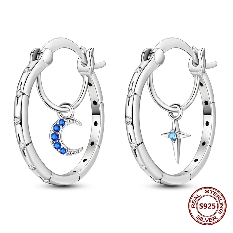 Fine Jewelry 925 Silver Rose Gold Plated Zircon Sparklin Hoop Earrings For Women mbzr