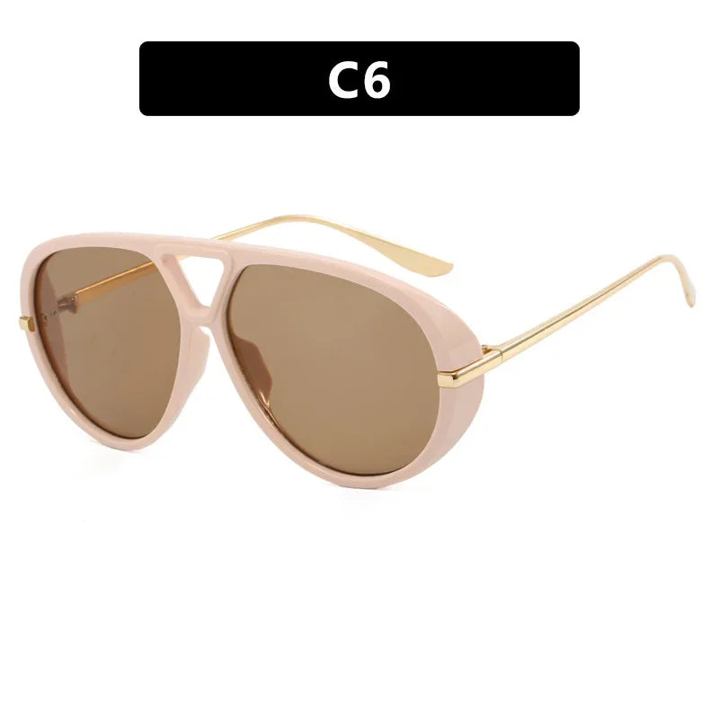 Vintage Oversized Sunglasses Women Retro Brand Big Frame Sun Glasses Female Black Yellow Ins Style Square Glasses Oculos De Sol mbzr