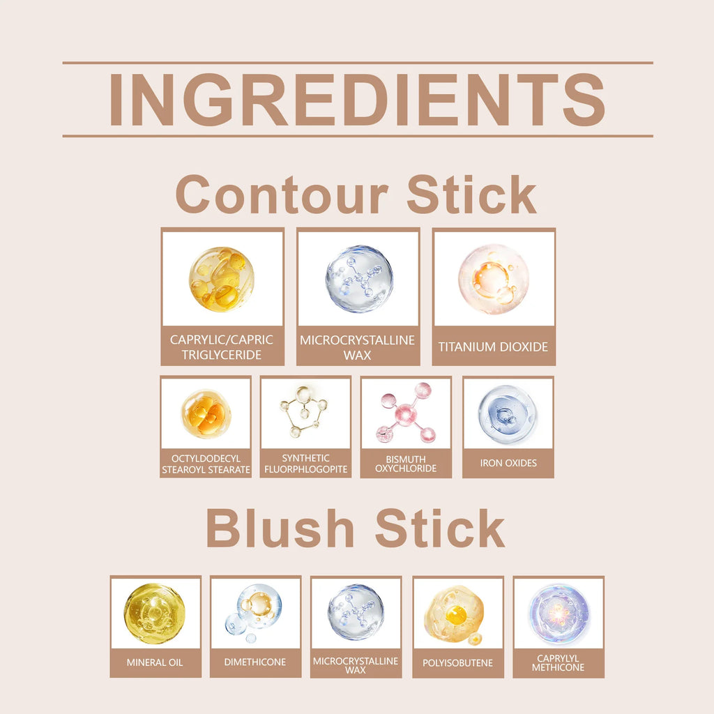 Multi-Purpose Contouring Stick (Light Brown + Light Pink) Double Head Contouring Solid Blush Mist For Portable Touch Up mbzr