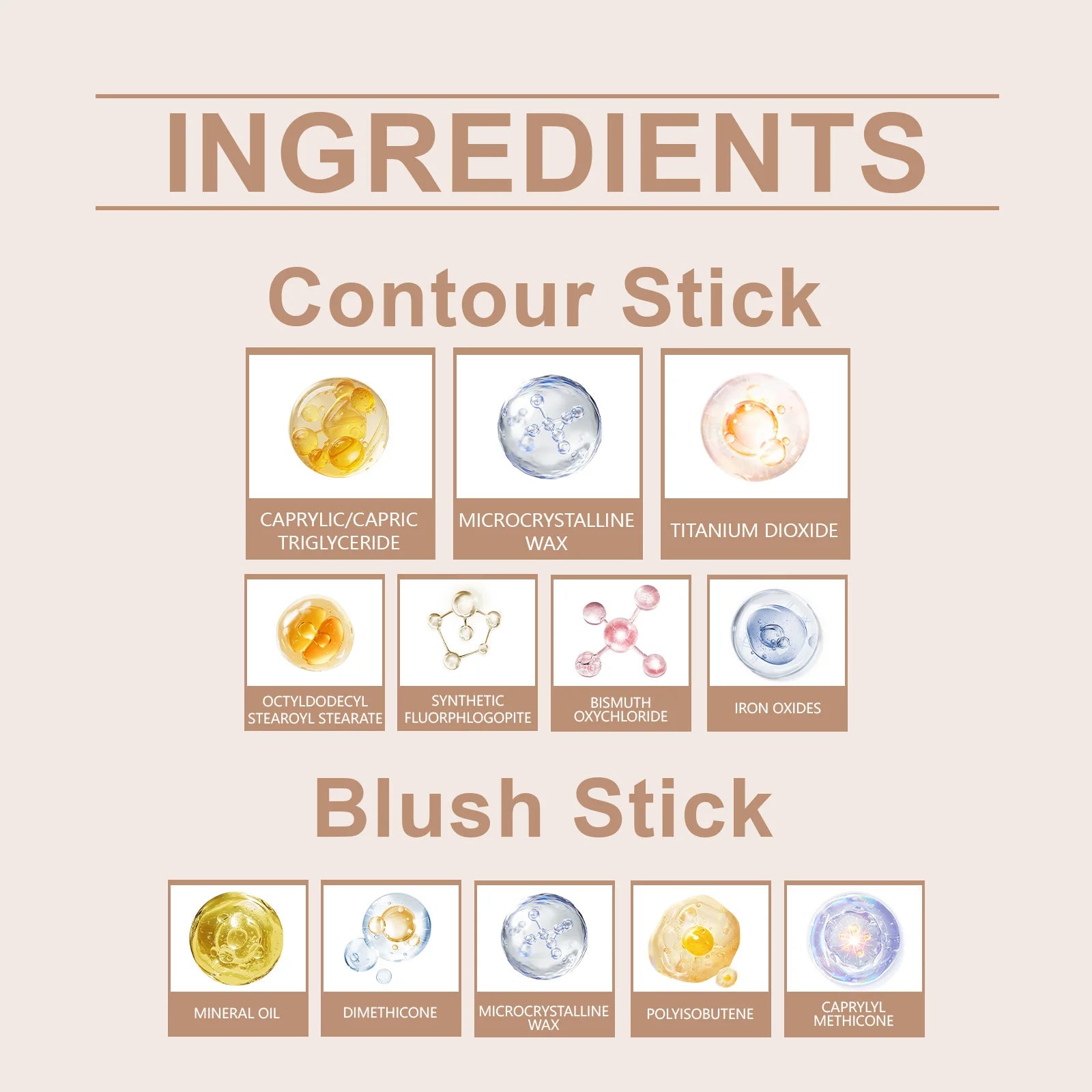 Multi-Purpose Contouring Stick (Light Brown + Light Pink) Double Head Contouring Solid Blush Mist For Portable Touch Up mbzr