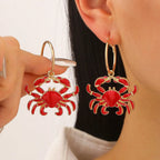 Beach Ocean Vacation Style Exaggerated Alloy Crab Pendant Earrings Personalized Earrings for Women mbzr