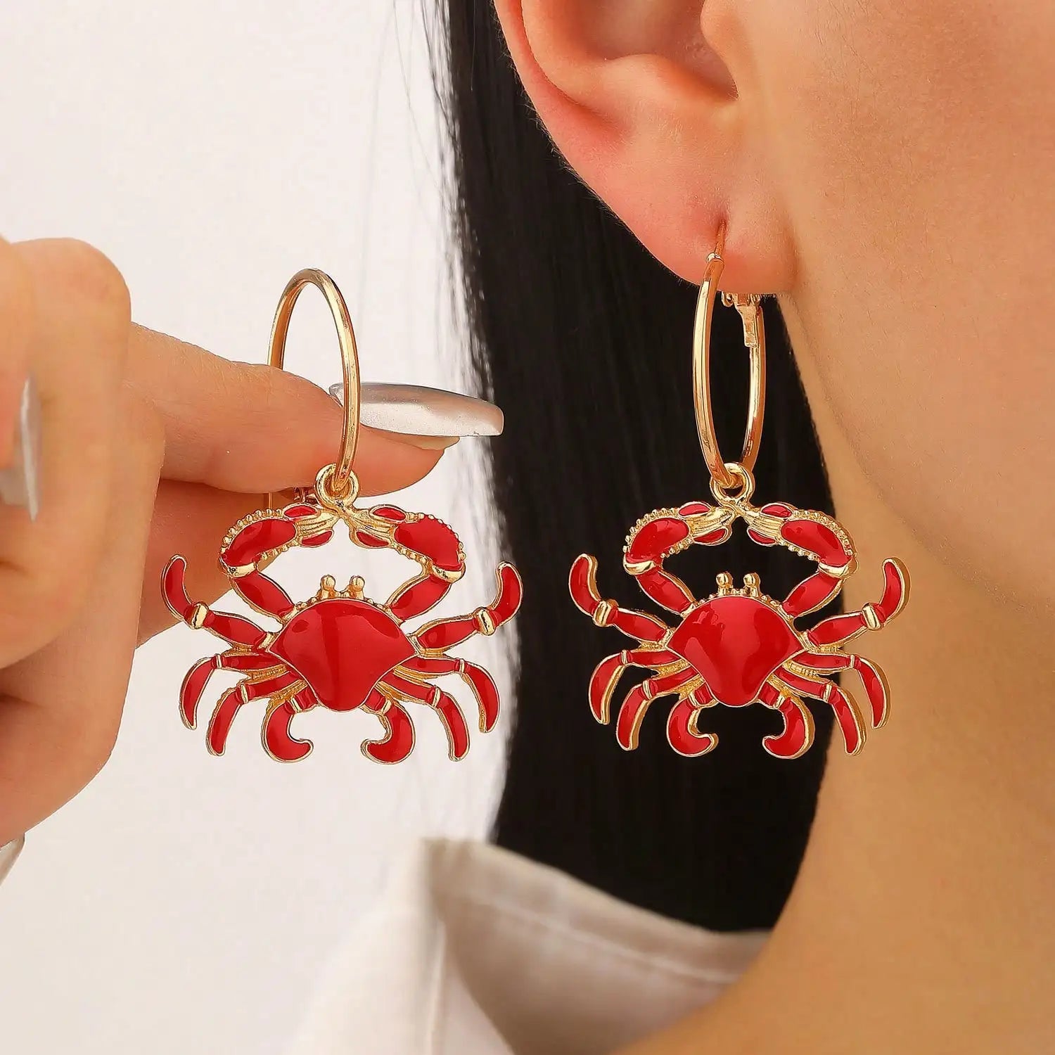 Beach Ocean Vacation Style Exaggerated Alloy Crab Pendant Earrings Personalized Earrings for Women mbzr