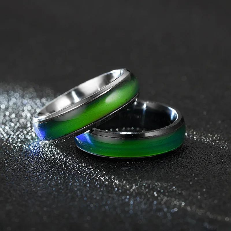 1PCs Changing Color Stainless Steel Rings Women Mood Emotion Feeling Temperature  6MM Width Ring For Men Couples Fashion Jewelry Gift