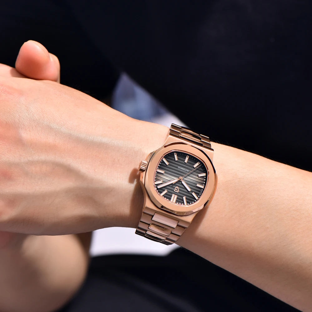 PAGANI DESIGN New Men's Watches Luxury Rose Gold Automatic Watch For Men Mechanical Wristwatch Waterproof AR Sapphire Clock 2026