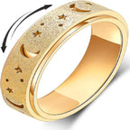 Unique Spinning Ring for Men - Rotating Moon and Star Design with Stainless Steel Ends