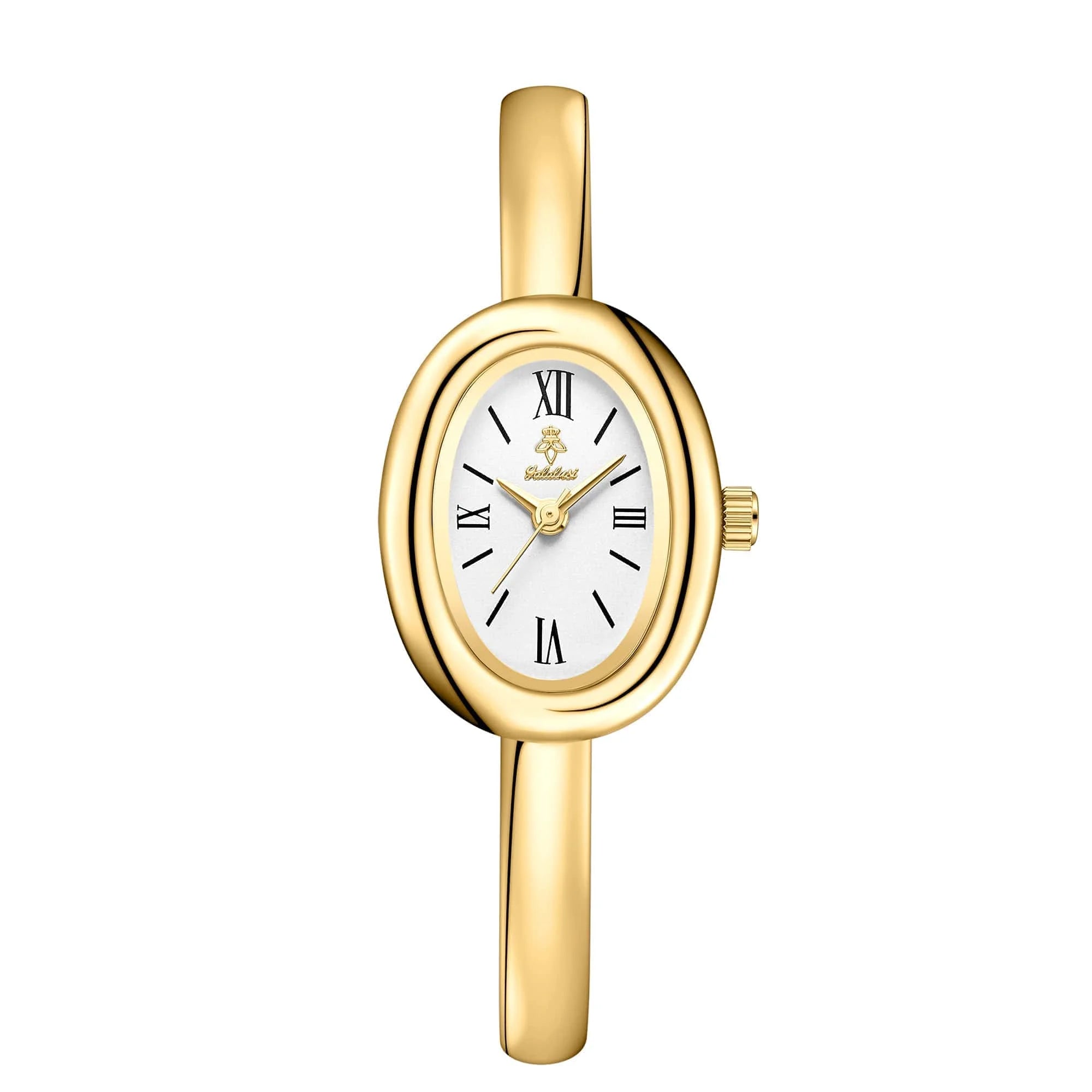 YaLaLuSi Vintage Silver Ladies Oval Wristwatch Classic Roman Scale Solid Open Cuff Band Glossy Black Dial Fashion Quartz Watch For Daily Work Casual Outfits