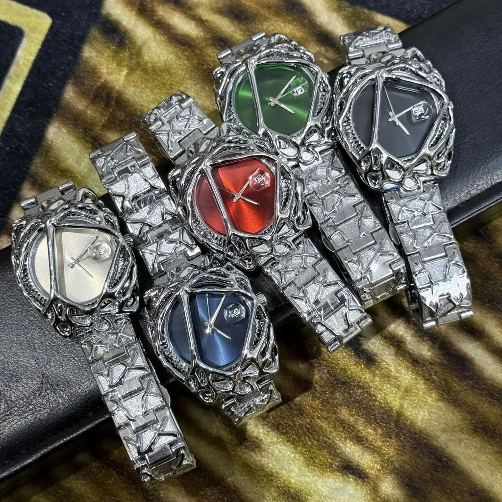Green Devil Punk Eye Quartz Watch Men  Alabaster Industries Carving Demon Claw Y2K Men Watch Unique Creative Men Medieval Clock