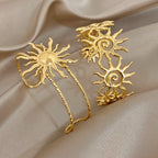316L Stainless Steel Sunflower Open Cuff  Bangles Bracelet Y2K Gold Plated Waterproof Charms Jewelry Women's Men Gifts