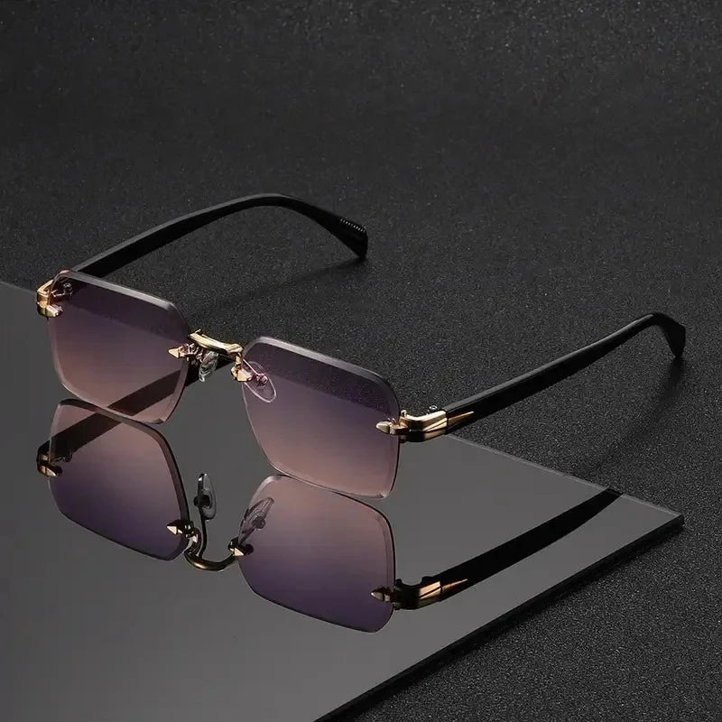 Rimless Rectangle Sunglasses for Women and Men – Fashion Small Square Frameless Shades, Summer Travel UV400 Protection Eyewear, Classic Unisex Oculos mbzr