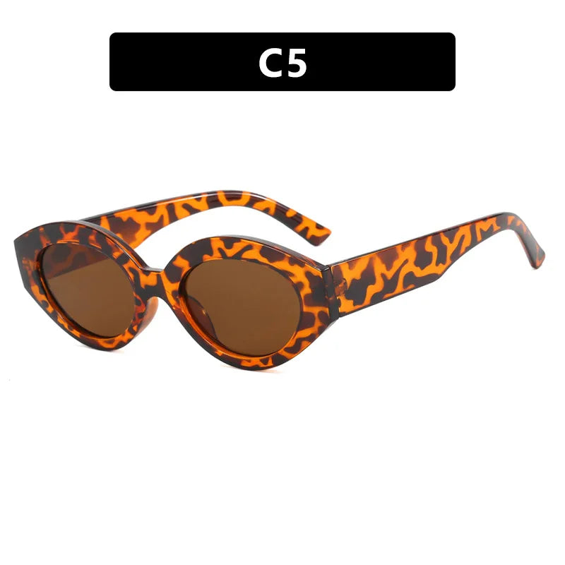 Fashion Cat Eye Sunglasses Women 2026 Ins Popular Vintage Punk Oval Sun Glasses Female Trending Shades Multicolour Eyewear UV400