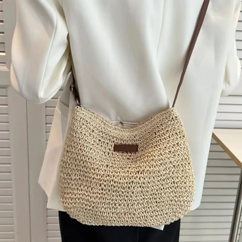 Elegant Light Paper Rope Bag - Bohemian Handmade Style, Hot-Selling Beach/Casual Bag (Crossbody & Shoulder Tote) mbzr