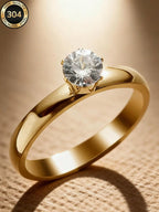 Znice 2026 New 18K Gold Plated Stainless Steel Minimalist Personalized Full Rhinestone Flower Ring Set, Stackable Or Standalone, Suitable For Party, Gift, Daily Wear, Waterproof, Fade-Resistant, Perfect For Beach Vacation