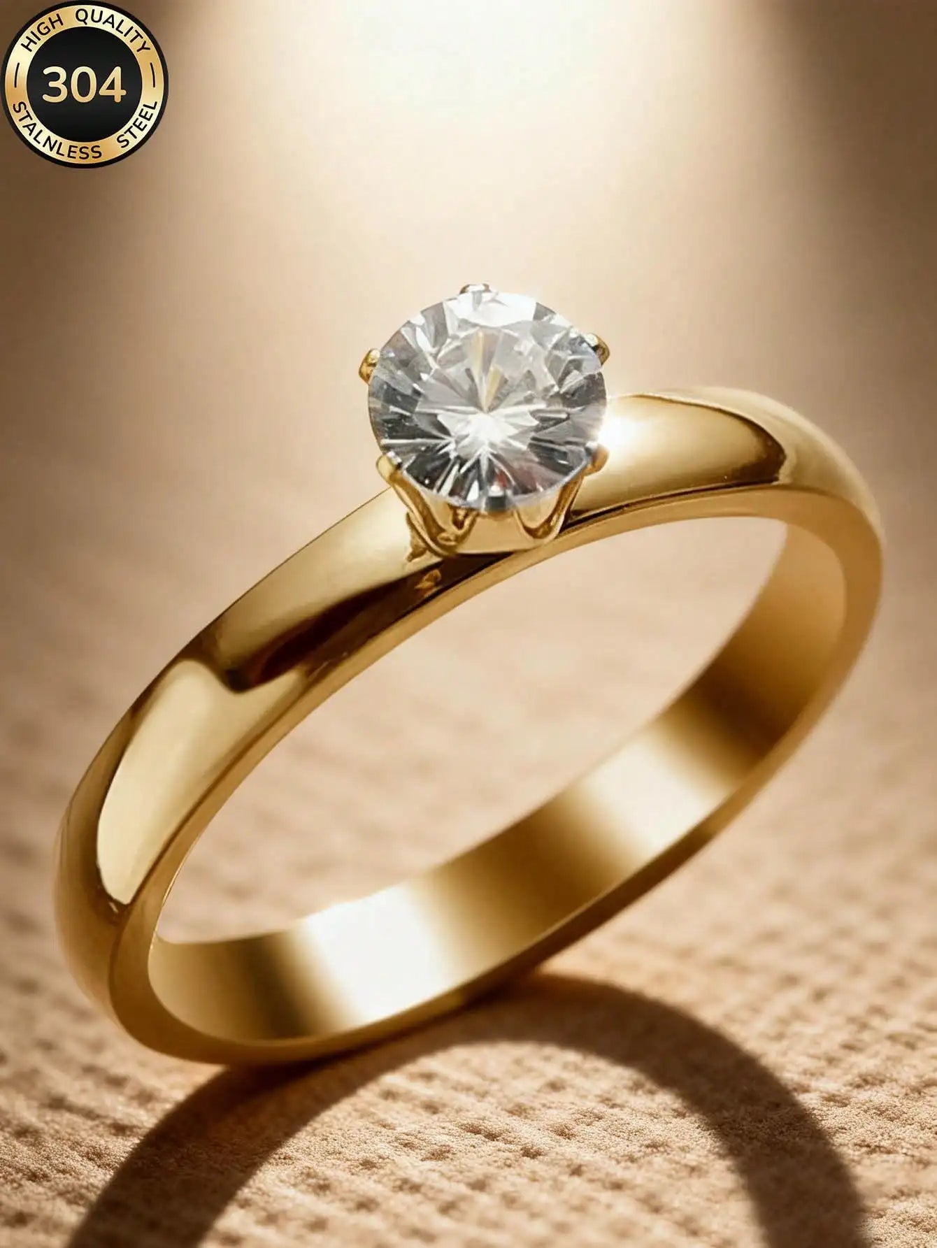 Znice 2026 New 18K Gold Plated Stainless Steel Minimalist Personalized Full Rhinestone Flower Ring Set, Stackable Or Standalone, Suitable For Party, Gift, Daily Wear, Waterproof, Fade-Resistant, Perfect For Beach Vacation