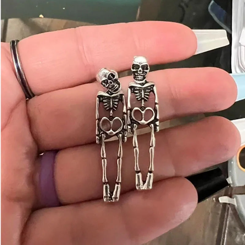 Punk Halloween Earrings for Women, Spooky Skull Skeleton Dangle Earrings for Women,Bloody Knife Drop Earring