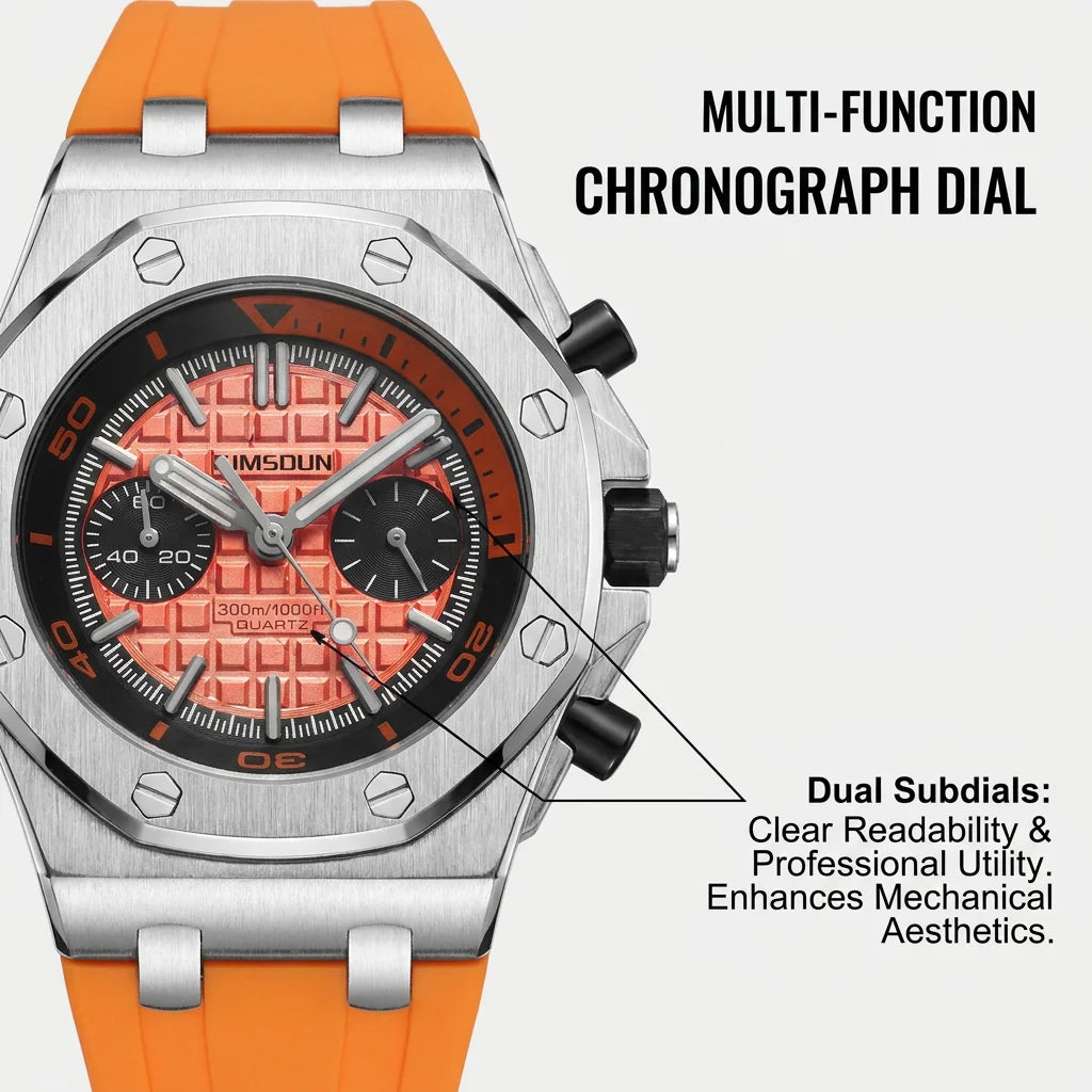1pcs Men's Orange Silicone Band Luxury Business Quartz Watch for Party Holiday Gift mbzr