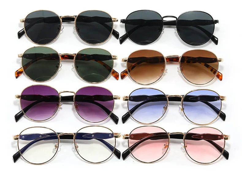 Vintage Round Metal Sunglasses Women New Fashion Retro Sun Glasses Female Brand Designer Ins Trendy Eyewear Male UV400