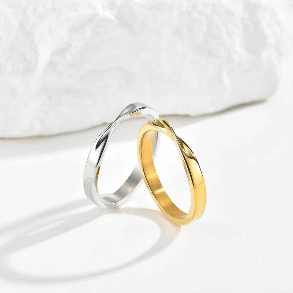 Vnox Stainless Steel Mobius Ring for Men Women, Gold Silver Color Infinite Love Eternal Knot Band, Couple Ring Wedding Gifts New