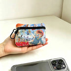 Classic Romantic Anime U-Urusei Y-Yatsura Oxford Coin Wallet Detachable Carabiner Hook Compact Storage Bag For Outdoor Shopping