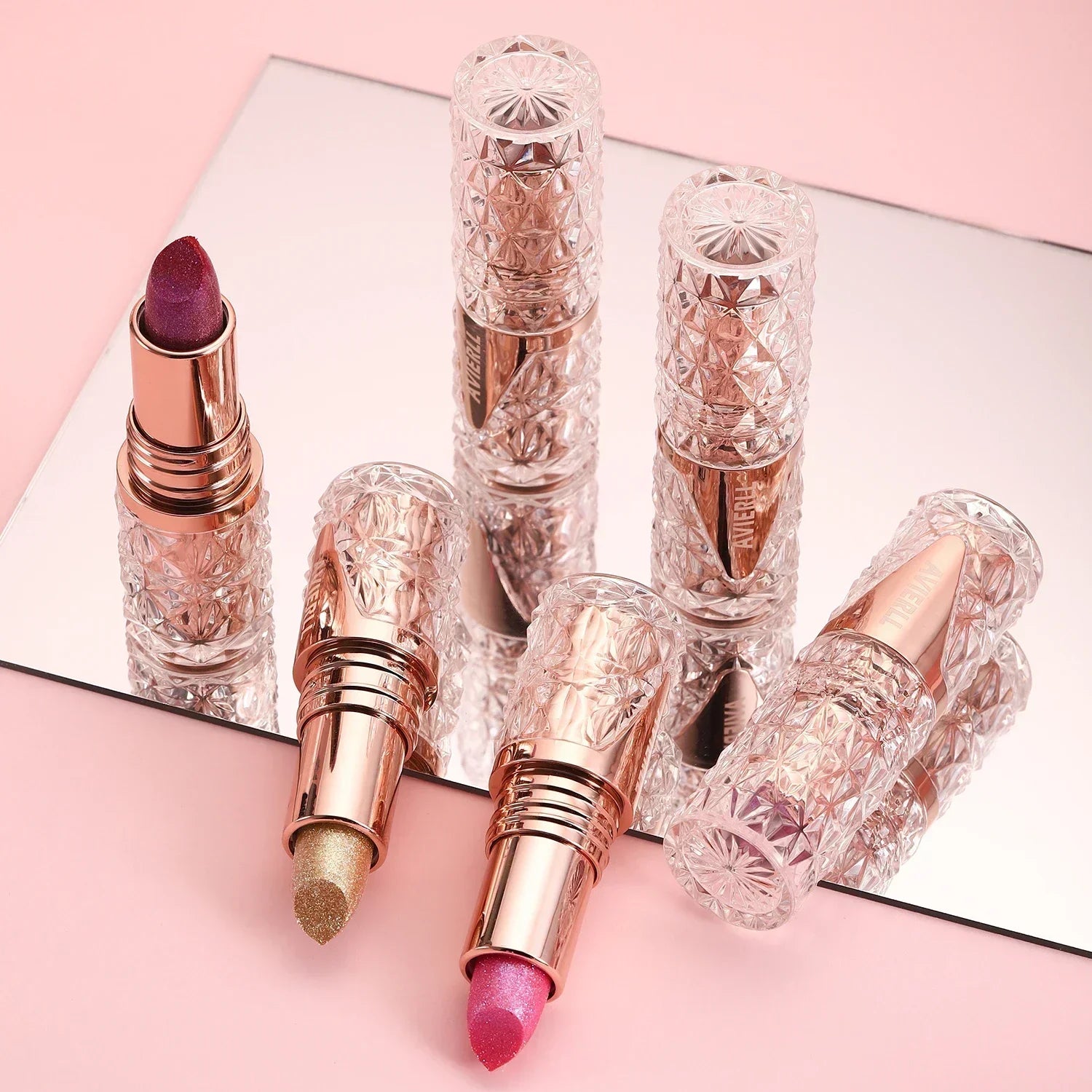 Quicksand Gold Lipstick Fine Glitter lipstick, Moisturizing Silky Mermaid Girl Pink, Long-Lasting Waterproof Grapefruit Orange mbzr