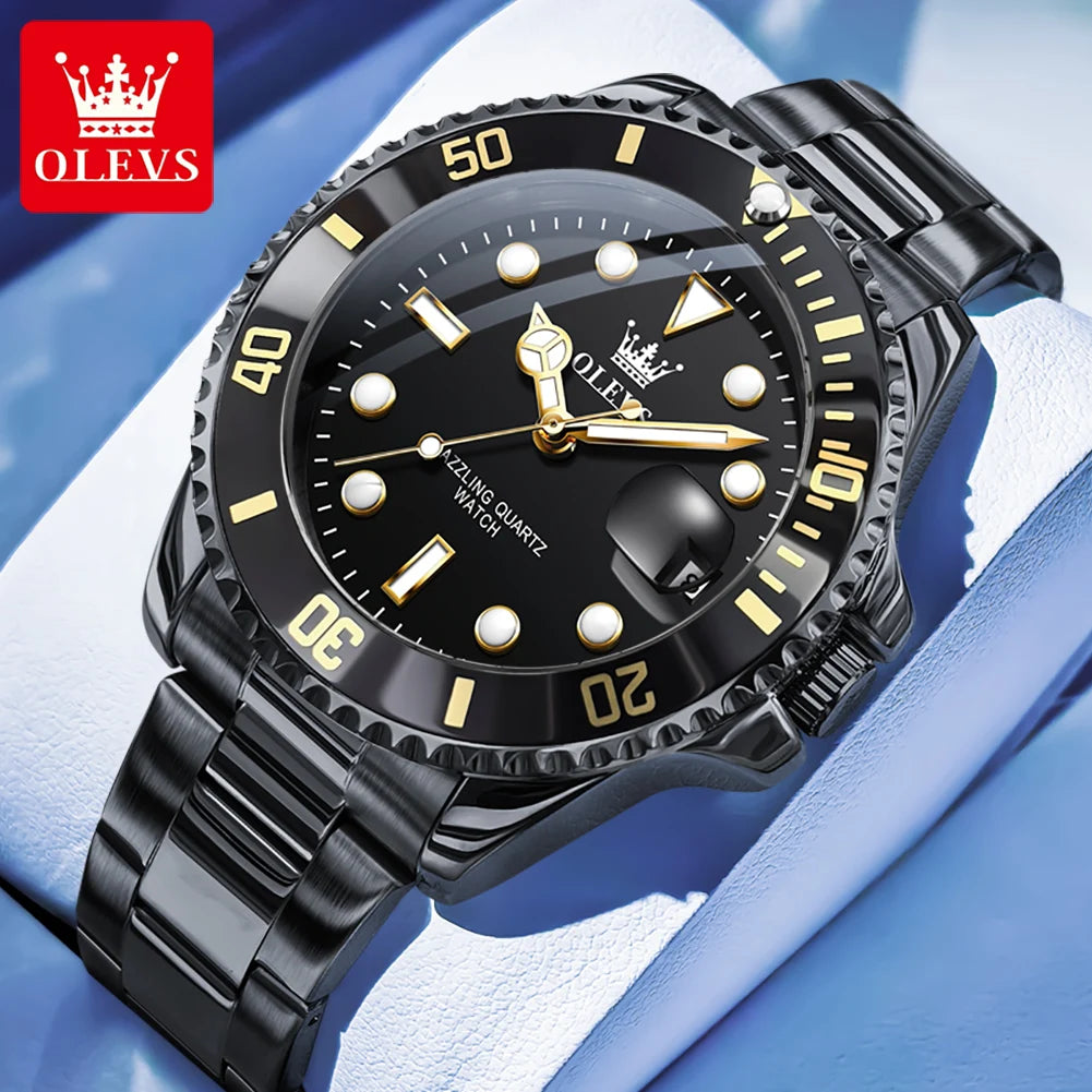 Men's Quartz Watch Luxury Stainless Steel Luminous Automatic Date OLEVS 5885 mbzr