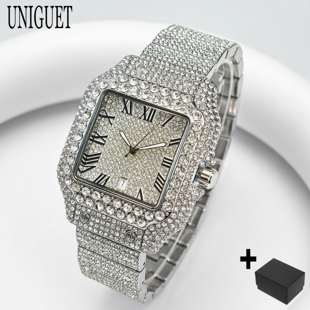 Hot Fashion Luxury Brand UNIGUET Womens Watch Elegant Pink Diamond Small Dial BlingBling Quartz Ladies Mini Iced Wristwatch Gift mbzr