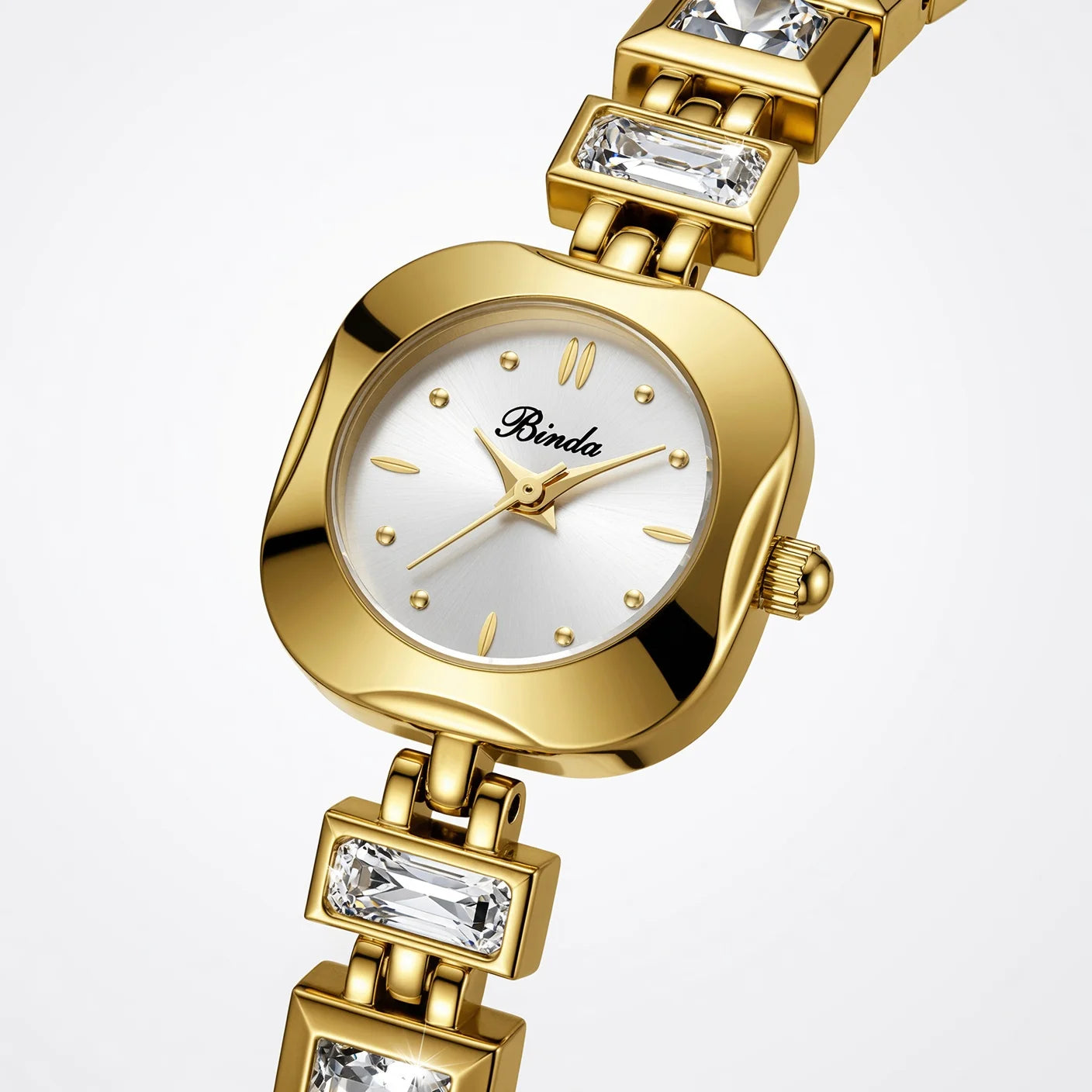 Diamond Studded Fashion Luxury Women Watch with Gift Box & Watch Adjustment Tool, Simple Green Square Dial Waterproof Temperament Female Quartz Wristwatch