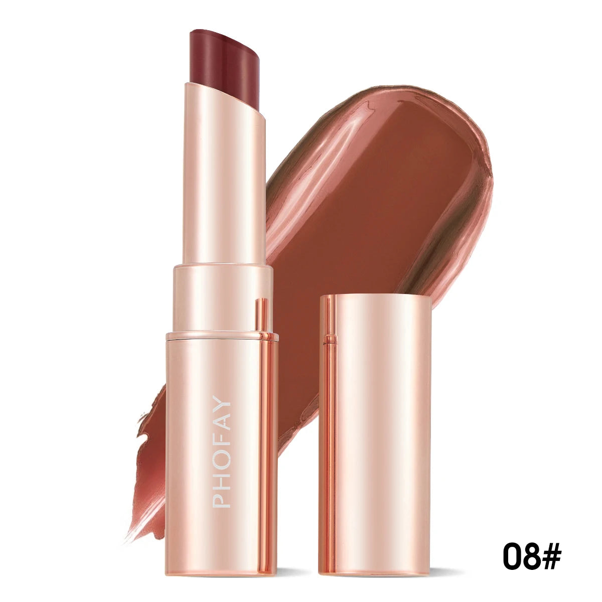 PHOFAY 8- Lipstick red brown lipstick waterproof moisturizing mirror lipstick lip gloss natural long-lasting makeup Valentine's mbzr