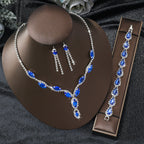 Hot Selling Fashion Jewelry Popular Jewelry Set Full Diamond Claw Chain Bridal Necklace Earrings Bracelet Jewelry
