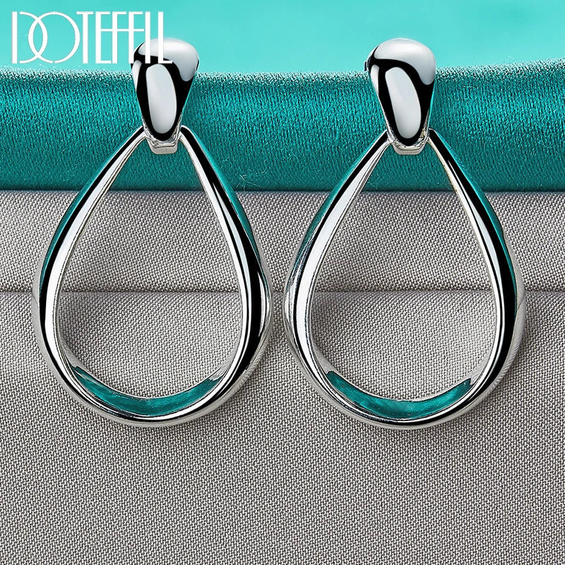 DOTEFFIL 925 Sterling Silver Classic Big Circle Drop Charm Earrings Women Party Gift Fashion Wedding Engagement Jewelry mbzr