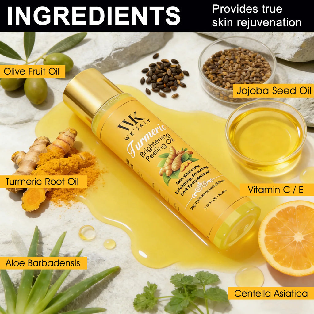 WK JALY Turmeric Brightening Peeling Oil, Exfoliation, Remove Dark Spots, Whitening, For Face, Body, Hand, Feet, All Skin Types mbzr
