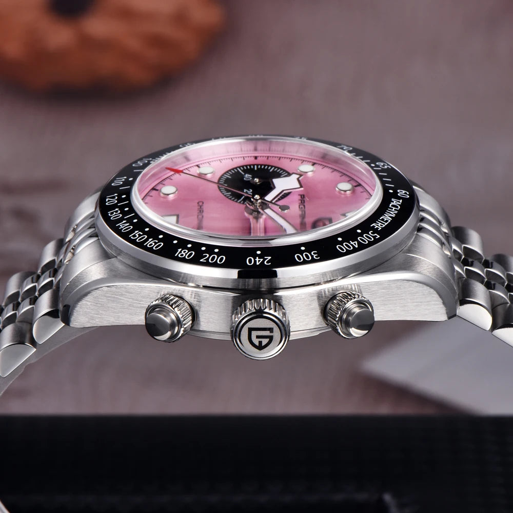PAGANI DESIGN Men Watches New Pink BB Panda Dial Chronograph Fashion Luxury Quartz Watch For Men VK64 Movt Waterproof Watch 2026 mbzr