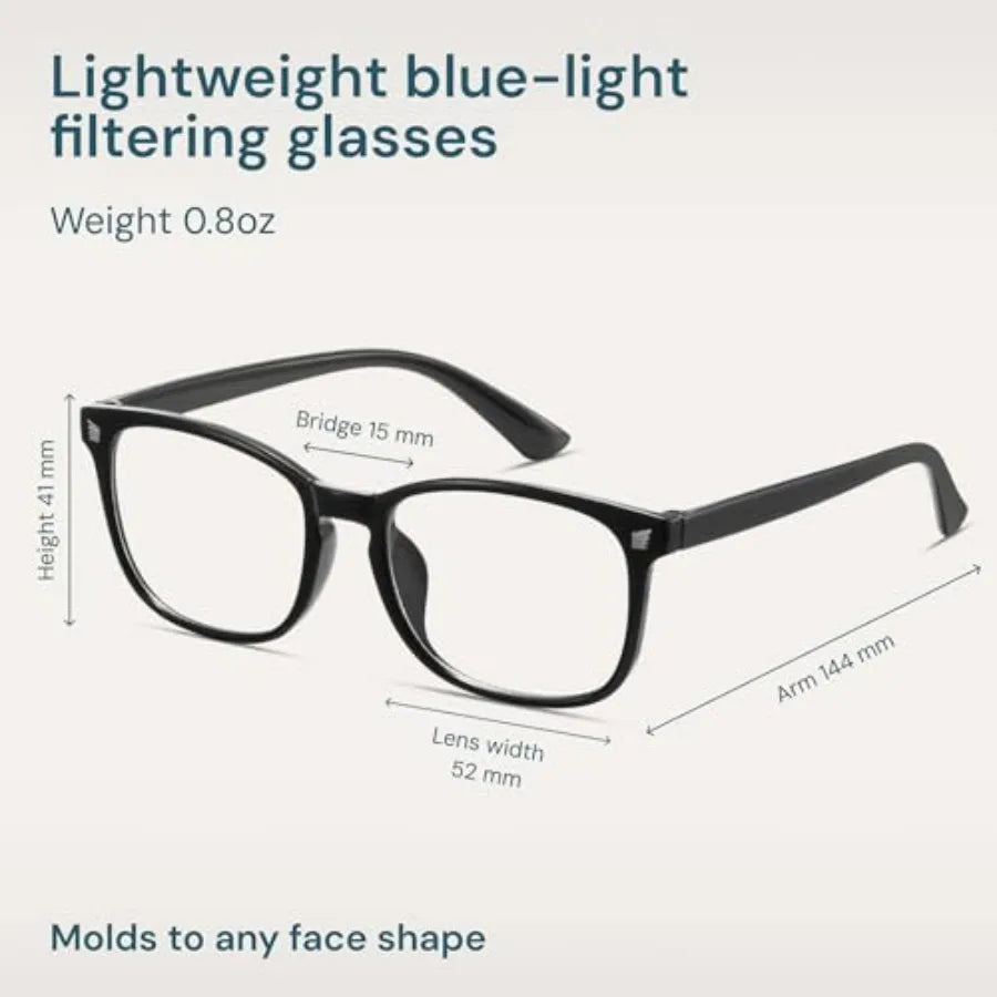 Gaoye Black Blue Light Glasses for Computer and Gaming - Anti UV Ray Lenses, Scratch-Resistant and Comfort Fit mbzr