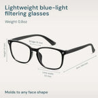 Gaoye Black Blue Light Glasses for Computer and Gaming - Anti UV Ray Lenses, Scratch-Resistant and Comfort Fit mbzr