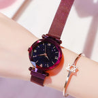 Womens Fashion Starry Sky Watches Magnet Buckle Mesh Belt Diamond Quartz Watch Women Dress Clock mbzr