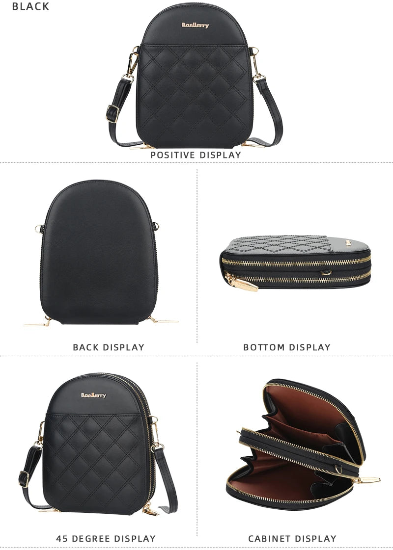 Fashion Small Plaid Leather Zipper Crossbody Bag Shoulder Bag for Women Wallet Purse Handbag with Detachable Strap mbzr