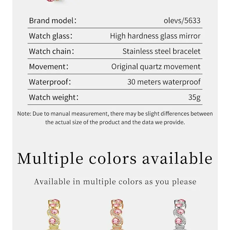 OLEVS 5633 Women Watch Dress Elegant All Diamond Bracelet Luxury Original Waterproof Watch HD Automatic Date Women Quartz Watch mbzr