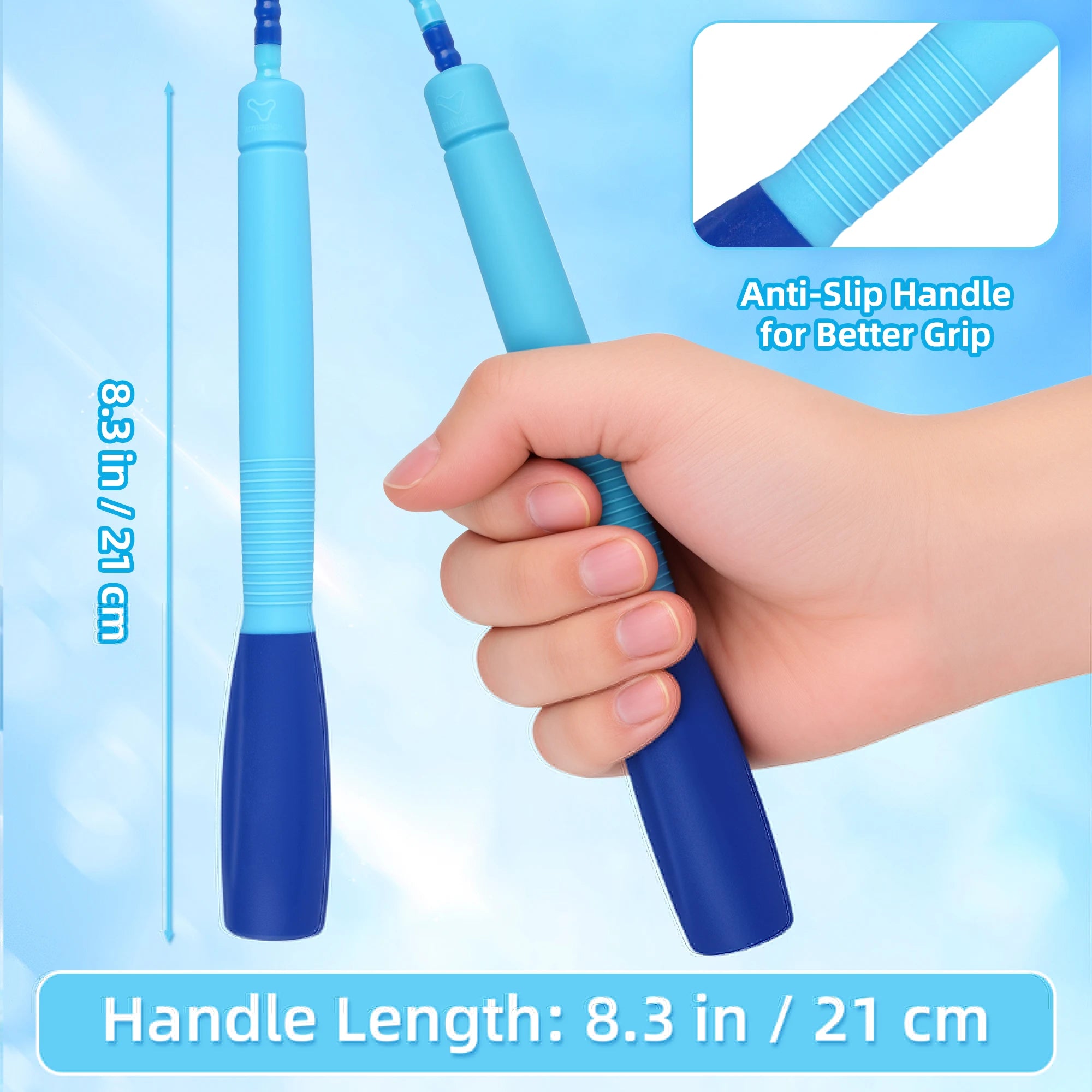 YUEDONG Adjustable Anti-Tangle TPU Beaded Jump Rope for Kids & Adults, 2.8m Length Two-Tone Fitness Skipping Rope for Rhythm Training & Beginner Workouts mbzr