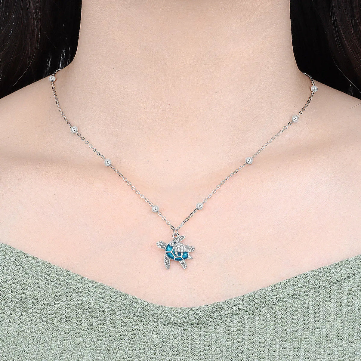 Cycuff Trendy Jewelry 925 Silver Turtle Ocean Necklace Pendant