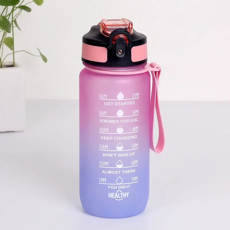 600ML Sports Water Bottle with Time Marker Leak-proof Cup Motivational Portable Water bottle for Outdoor Sport Fitness mbzr