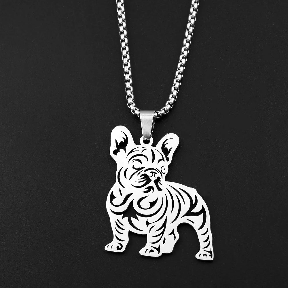 Sweet French Bulldog Chain For Women Men Stainless Steel Silver Color Animal Puppy Pug Dog Lovely Pendant Necklace Jewelry
