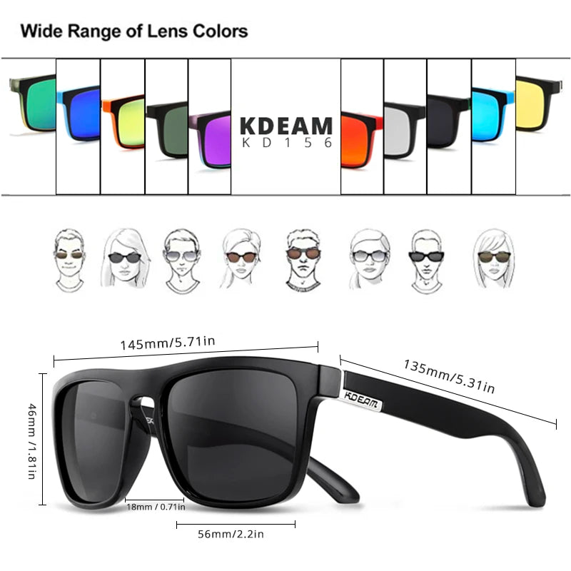 KDEAM Legend Square Sunglasses Polarized Lens Unisex for Outdoors with Brand Box