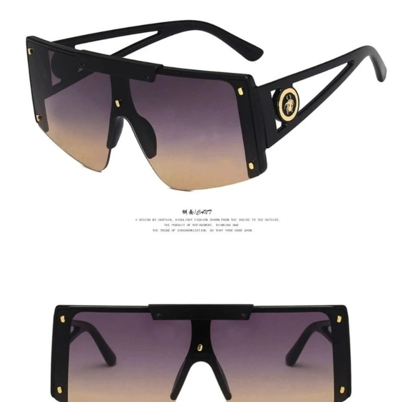 Integrated Sunglasses 2026 New Fashionable Sunglasses Trendy Large Frame Hollow Sunglasses for Men and Women mbzr