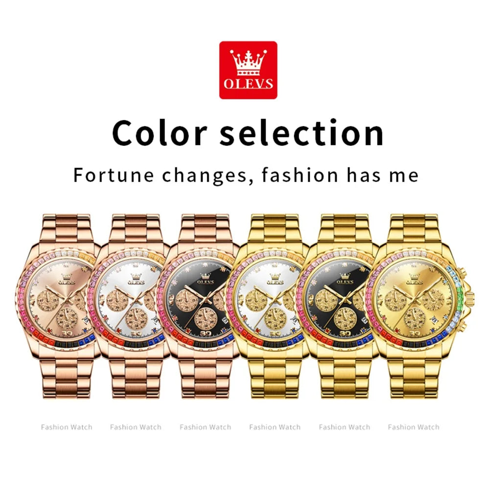 OLEVS 2939 Luxury Quartz Movement Rainbow Di Watch For Men 24-hour Display Minute Timing Single Calendar Window Luminous 30M Waterproof Watch mbzr